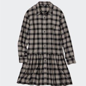 Uniqlo Soft Flannel Long-Sleeve Tiered Mini Dress
